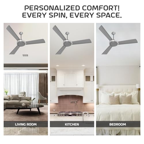 Image of Polycab Superb Neo Star Rated, 1200mm Ceiling Fan For Home | High Speed & Air Delivery | Saves Up To 33% Electricity, Rust-Proof Blades, 52 Watt, 2 years warranty【Cool Grey Silver】