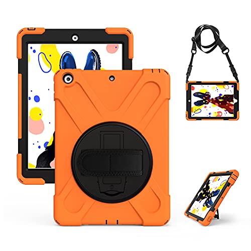 Protection iPad 10.2 robuste orange housse silicone antichoc rotative
