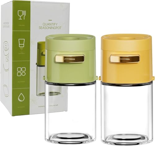 Image of SKYTONE Salt and Pepper Shakers 1 Pcs, Precise Quantitative Salt Shaker with Clear Glass - 0.5g Salt per Press, Salt and Pepper Set for Cooking Table Camping RV Outdoor BBQ (2, Modern)