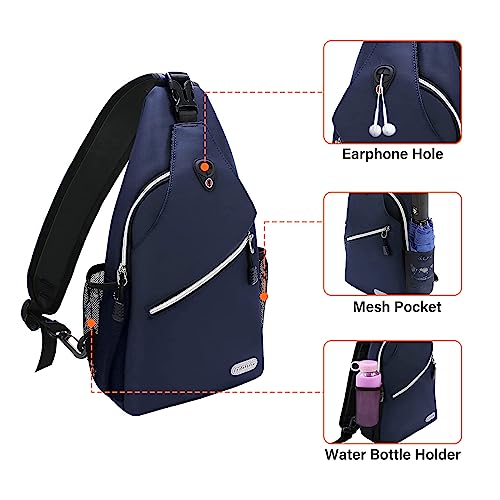 Mosiso Sling Backpack, Multipurpose Crossbody Shoulder Bag Travel Hiking Daypack, Navy Blue, Medium #TOP3