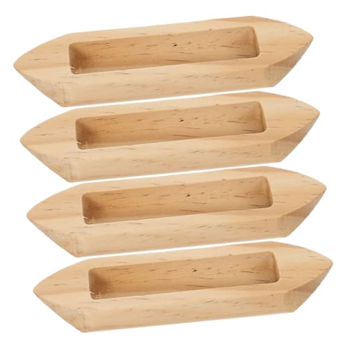 DECHOUS 4pcs Wooden Canoe Model: Miniature Boats for Home Decor Nautical Theme and DIY Craft Projects for Office Living Room Desktop Decoration