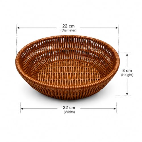 Image of Round Bread & Roti Serving Basket | Restaurant Style Tabletop Bread Basket for Dining Table | Chapati, Bun & Snack Serving Basket for Home, Hotel & Cafe