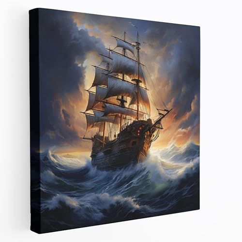 Painted Anarchy Décoration murale classique – Peinture à l'huile traditionnelle du bateau à voile majestueux – Décoration murale sur toile, bateau à...