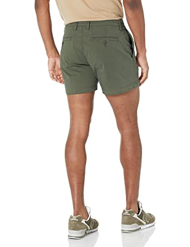 Image of Amazon Essentials Men's Slim-Fit 5 inch Flat-Front Comfort Stretch Khaki Chino Shorts with Elastic Waistband