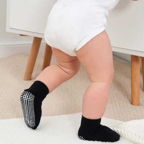 Image of Zaples Baby Non Slip Grip Ankle Socks with Non Skid Soles for Infants Toddlers Kids Boys Girls