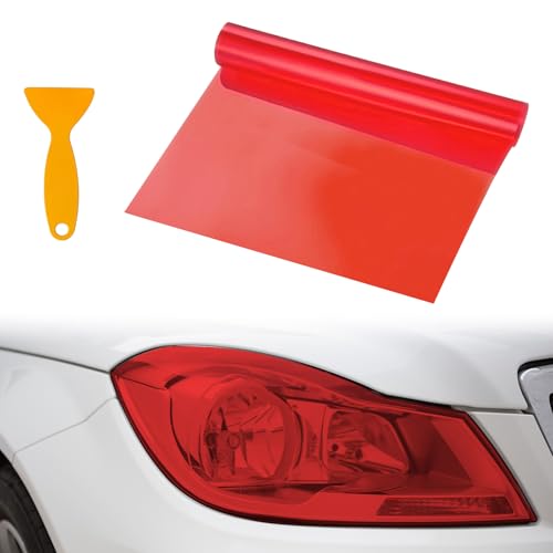 EZVEZS Film teinté pour voiture, film pour phares, film teinté pour feux arrière, film de protection auto-adhésif pour voiture, film vinyle teinté pour phares, film occultant pour feux arrière (rouge)