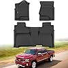 All Weather Car Floor Mats for 2014-2018 Chevy Silverado/GMC Sierra 1500 Crew Cab, 2015-2019 Silverado/Sierra 2500 HD/3500 HD Crew Cab, TPE Rubber Floor Liners Full Set for Chevy Silverado Accessories