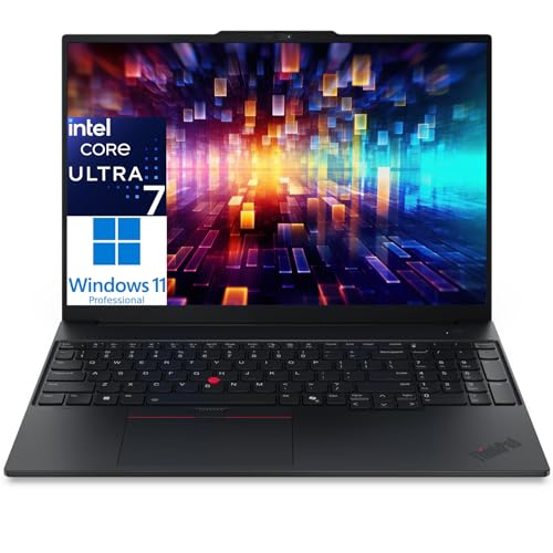 Image of Lenovo ThinkPad E16 Laptop Computer with Intel Ultra 7 255H, for Home Office Business, Lifetime Office 365, (16GB DDR5, 1TB SSD), Backlit Keyboard, Fingerprint Reader, Windows 11 Pro, Midnight Black