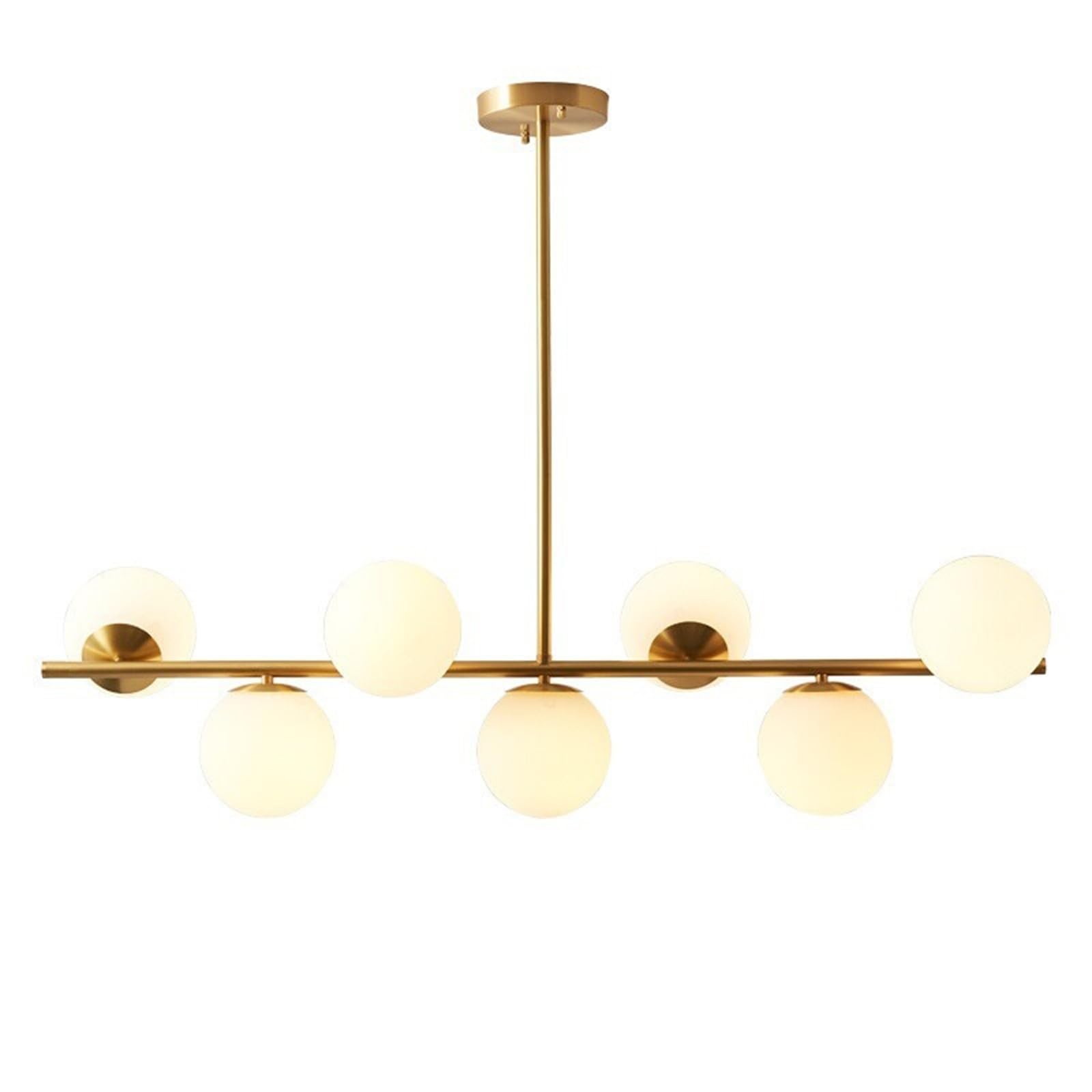 KXEcoLife Globe Chandelier 7 Lights, Mid Century Liner Dining Room Light Fixture Modern Hanging Glass Sputnik Lighting for Kitchen Island Living Bedroom Foyer