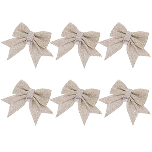 Schleife Glitzer Leuchtend Weihnachtsbaum Band Schleifen Weihnachtskranz Bogen Christbaumanhänger Weihnachtsbaumschmuck für Weihnachten Urlaub Hochzeit Deko 6 Stück