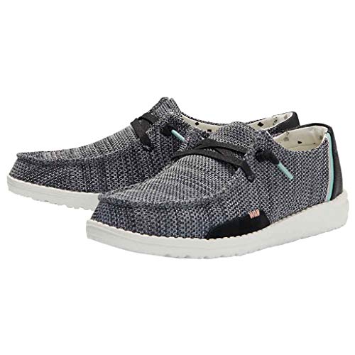 Image of HEYDUDE Women's Wendy Sox Sparkling Black Size 4 | Women's Shoes | Women's Lace Up Loafers | Comfortable & Light-Weight