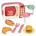 Huachaoxiang Kids Cuisine Micro-Ondes Jouet, Jouets À Micro-Ondes pour Enfants Set avec Lumière Et Son, Mini Prétendez Jouer des Jouets De Cuisine pour Les Enfants Merveilleusement Très Bien,Rose