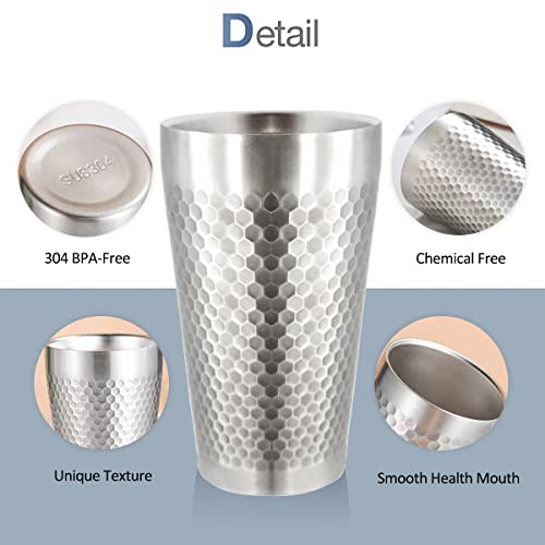 Befoy Pint Cup - 16Oz Double Layer Cup Wall Stainless Steel Unbreakable Hot & Cold Drinking Cups For Home & Outdoor(Silver) #TOP4
