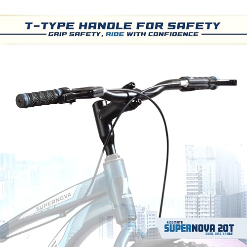Image of Kidsmate Supernova 20T Fat Tire Cycle for Kids (7-10 Years) | Dual Disc Brake Bicycle with Rigid Fork | 20 x 4.0 Wide Tyres, Strong Steel Frame Bike for Kids - Stelios Blue
