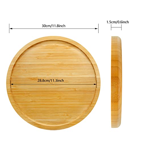 Fenspeed 2Pcs Bamboo Plant Saucer Drip Trays Plant Flower Pot Round Plant Trays For Indoors Plant Plate Planter Pallet Succulent Cactus (12Inch/30Cm) #TOP1