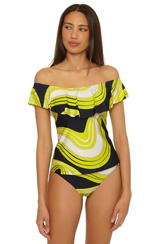 Trina Turk Monaco - Women's Ruffle Tankini, Off Shoulder, Swimsuit Tops for Women, Serena, 4