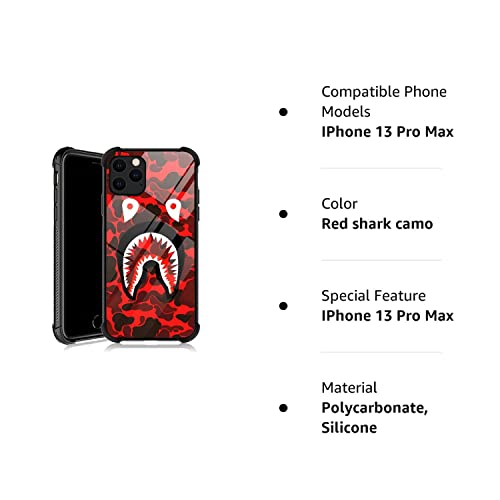 Djsok Case Compatible With Case For Iphone 13 Pro Max, Red Shark Camo Iphone 13 Pro Max Cases With 4 Corners Shockproof Protection Soft Silicone Tpu Bumper And Hard Pc Pattern Back Case #TOP4