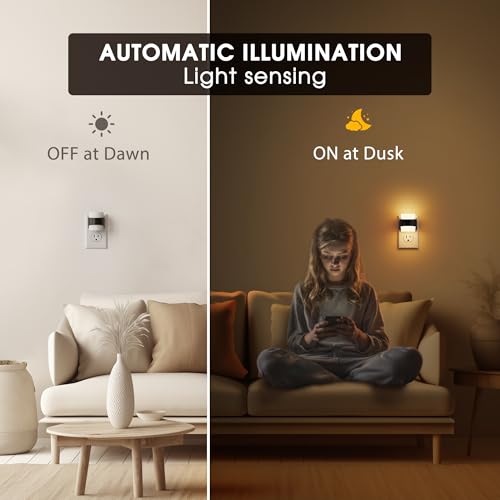 Image of Briignite Night Light, Night Lights Plug into Wall, LED Nightlight for Kids & Adults, 3CCT Adjustable 3000K /4000K /5000K Color, Dusk to Dawn Sensor, 3 Brightness Levels, 2 Pack
