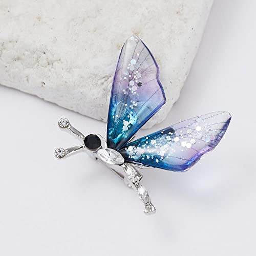 Rebaba Exquisite Acrylic Rhinestone Dragonfly/Butterfly Brooches, Luxury Brooch Pins Sparkling Banquet Jewelry Gifts For Women, Girls, Ladies(C,Blue) #TOP13