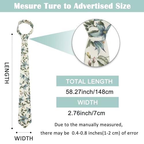 Image of Mantieqingway Men's Cotton Floral Neck Tie 2.56'' Printed Skinny Tie