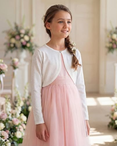 Image of BOLEROSE Girls Long Sleeve Sparkle Cardigan Childrens Kids Bolero Shrug