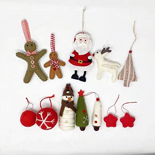 B&D 2022 12 Pieces Christmas Felt Ornament Cute Wool Felted