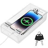 Cell Phone Lock Box,Mobile Phone Storage Jail Box with 2 Keys Transparent Phone Locker Phone Acrylic Key Staff