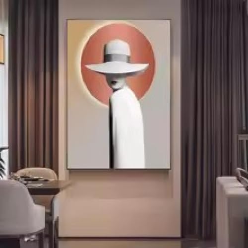 Toile abstraite colorée visage femme nordique impression d'art mural grand format 55x100cm