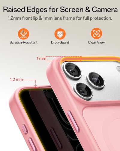 Image of UNBREAKcable Magnetic for iPhone 17 Pro Case 6.3-Inch, Compatible with MagSafe, Full Camera Protection, Built-in Magnetic Ring, Drop Protection Shockproof Slim Phone Cover-Pink
