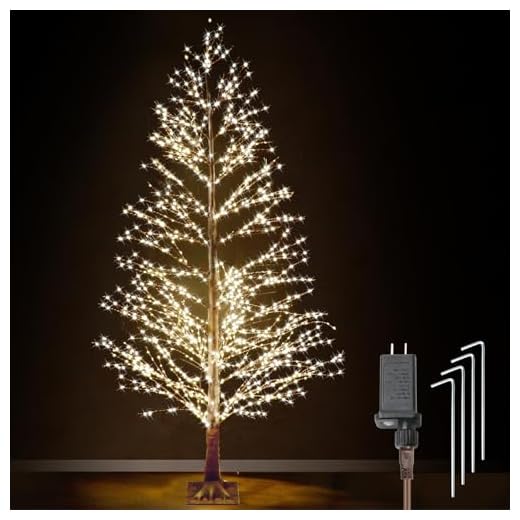 Lituplife 6FT Lighted Birch Tree with 1300 LED Lights, Twinkle Light Brown Christmas Tree with Timer IP44 Waterproof for Indoor Outdoor Festival Wedding Party Christmas Decorations