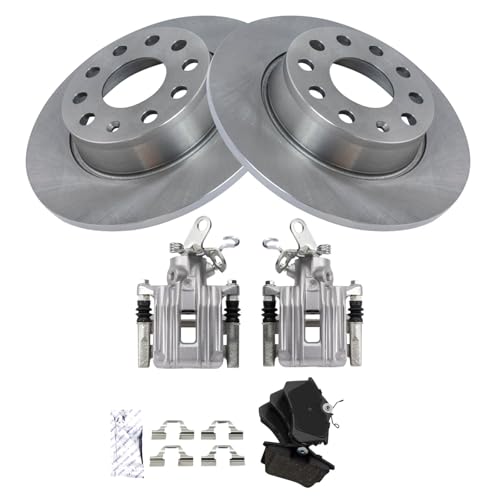 Image of TRQ Brake Pad & Rotor Kit Ceramic Compatible with 2010-2013 Audi A3 2010 A3 Quattro 2011 Volkswagen Golf 2012-2014 Jetta
