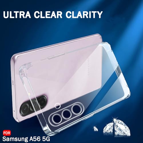 Image of TheGiftKart Back Cover Soft Case for Samsung Galaxy A56 5G | Best Camera Protection | Inbuilt Dust Plugs & Anti-Slip Grip | Ultra Clear Slim Back Cover Case for Samsung A56 5G (Silicone, Transparent)