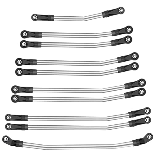 313mm/324mm Metal Link Set Linkage Steering Rod with Nylon End Kit for 1/10 RC Crawler Car Compliable with Axial SCX10 SCX10II 90046 (313mm)