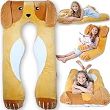 LUNAMIRA Hunde-Kinder-Körperkissen – 119,4 cm, U-förmiges, langes Plüschtierkissen für Kinder,...