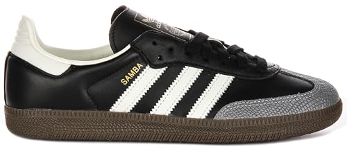 Image of adidas Samba OG Women's Shoes, Core Black /Off White /Gold Metallic, Size 5.5