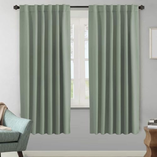 Image of H.VERSAILTEX Blackout Curtains Thermal Insulated Window Treatment Panels Room Darkening Blackout Drapes for Living Room Back Tab /Rod Pocket Bedroom Draperies (2 Panels, Cyan, 52 x 72 Inch)