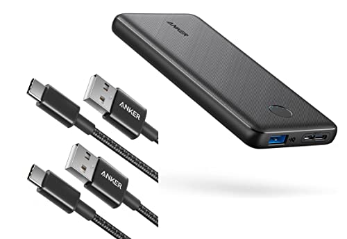 Anker Usb C Cable [2Pack, 3Ft], Usb A To Usb C Charger Cable Fast Charge, Premium Nylon Charging Cable & Anker Portable Charger, 313 Power Bank 10000Mah Battery Pack With Poweriq Charging Technology #TOP25