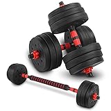 Kit de mancuernas para culturismo, juego de mancuernas multifuncionales y barra de hierro ajustable (ajustable de 2,5 a 20 kg) con barra de extensión adicional, para ejercicio de gimnasia en casa