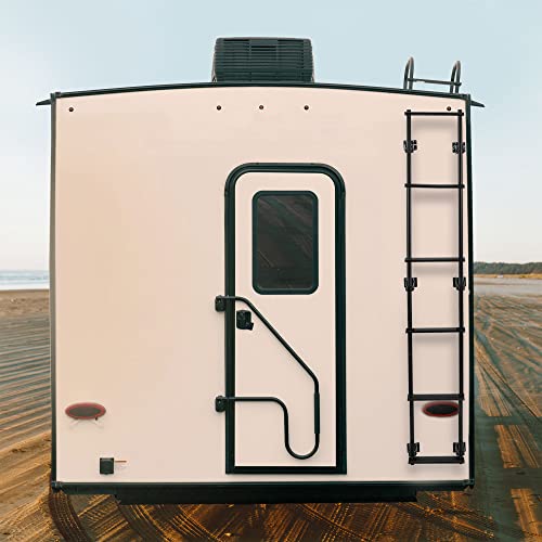 Recpro Rv Toy Hauler Low Profile Universal 76.5" Collapsible Ladder With Hinges (Black) #TOP5