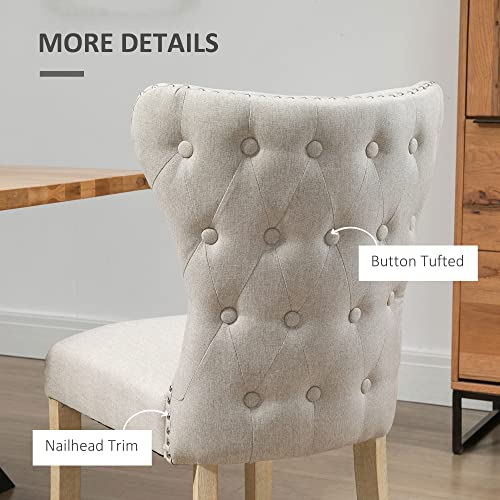 Homcom Armless Dining Chairs Set Of 2, Modern Accent Chair With Wing Backrest, Linen Upholstery, Nailhead Trim For Living Room, Cream White #TOP6