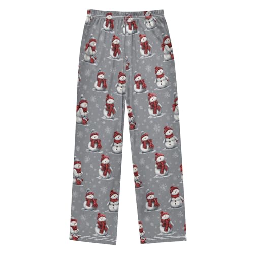 Snowman White Snowflake Pajama Pants Soft Lounge Sleepwear PJ Bottoms with Elastic Waist Ages 6–14 Years2