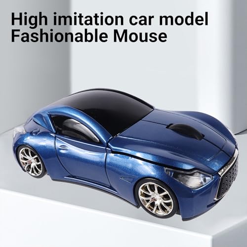 Image of elec Space Wireless Mini Mouse with Case - Cute Sports Car Shape, Lightweight & Portable, 10m Range, Plug and Play (Pearl Blue)