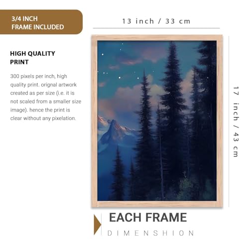 Image of kotart Big Aesthetic Mountains View Wall Art Paintings | Flowers Landscape Framed Painting | Vastu Frames for Living Room Bedroom Wall Decor Set Of 3 (13X17 inch)