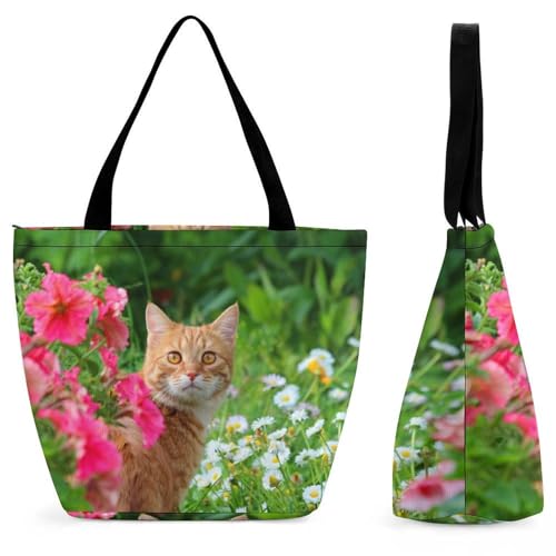 Sac à bandoulière Chat et Fleur finis les sacs trop petits pour le shopping et le voyage