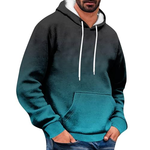 Ymosrh Men's Hoodies, Gradient Color Long Sleeve Causal Novelty Pullover Hooded Sweatshirts with Pocket, M-4XL