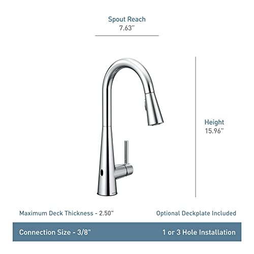 Moen Sleek Chrome Motionsense Wave Sensor Touchless One-Handle High Arc Pulldown Modern Kitchen Faucet Featuring Power Clean, 7864Ewc #TOP4