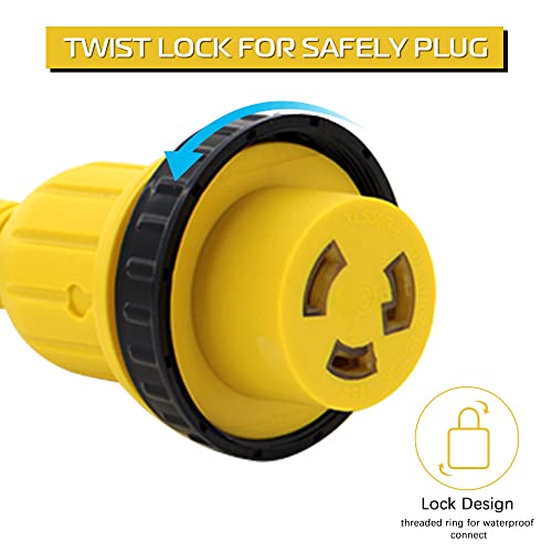 Apeixoto 30Amp To 15Amp Rv Adapther Cord With Locking Connector, Nema 5-15P Male To L5-30R Twist Lock Female Electrical Power Dogbone Stw 10 Gauge Rv Trailer Camper 12Inch #TOP1