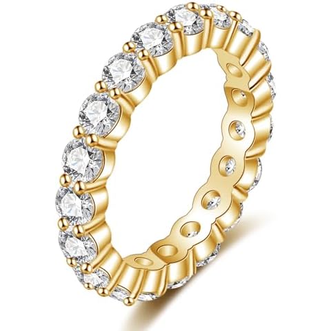 YODEWA Lab Grown Diamond Wedding Band Rings for Women, Stackable 14K Yellow Gold Lab Grown Diamond Full Eternity Anniversary Rings for Women 2.2CT Size 6 Cover
