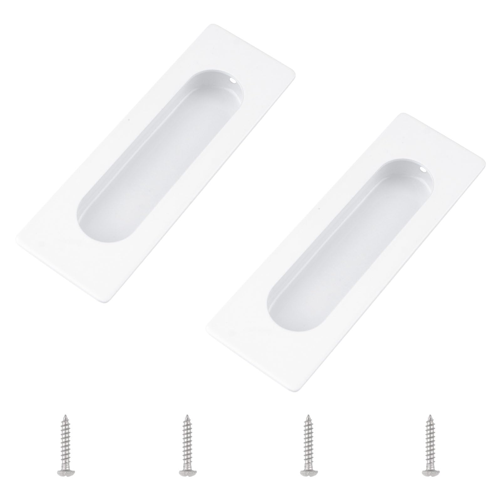MOROBOR 2 Pack Square Recessed Flush Pulls Finger Handles, 4.7 Inch Length Sliding Door Handles Stainless Steel Cabinet Pulls for Wardrobe Drawer/White — image 1