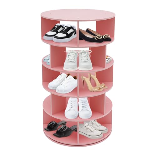 Space-Saving 5-Tier Rotating Shoe Rack – 20 Pairs, Pink